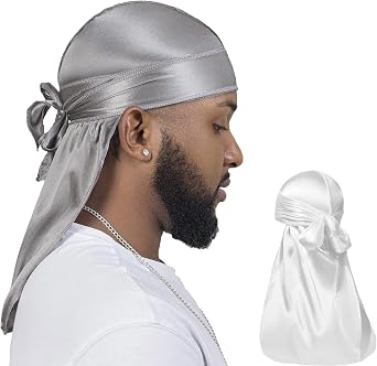 ForceWave Durags for men, Silky Satin Durag, Do Rag for Waves, 2 Pieces | Long Straps, Wide Band, Breathable Fabric, Smooth Texture, Unisex Fit, for Workout, Wave Compression, Nighttime Wear
