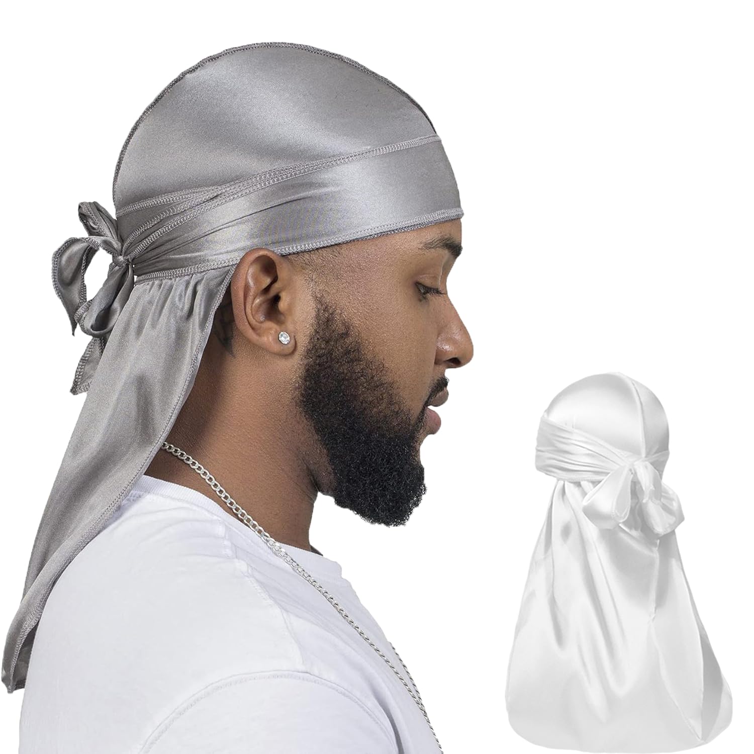 ForceWave 2 Pieces Silky Durag Pack for Men Women Waves Premium Satin Deluxe Du-rag