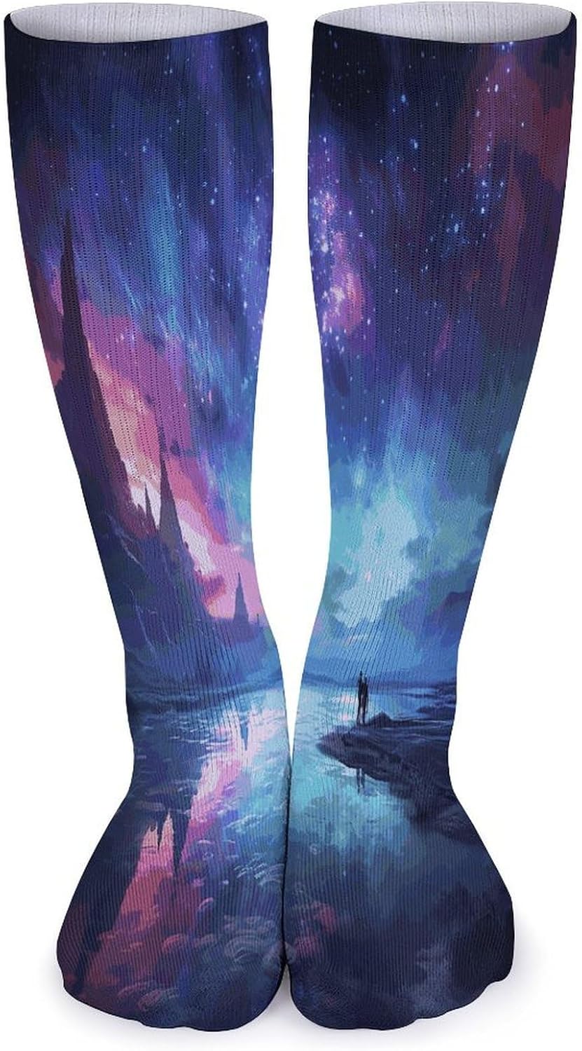 Northern Lights Knee High Socks Cozy Knee High Socks Soft Mid-Length Sock for All Seasons Daily Wear Adult