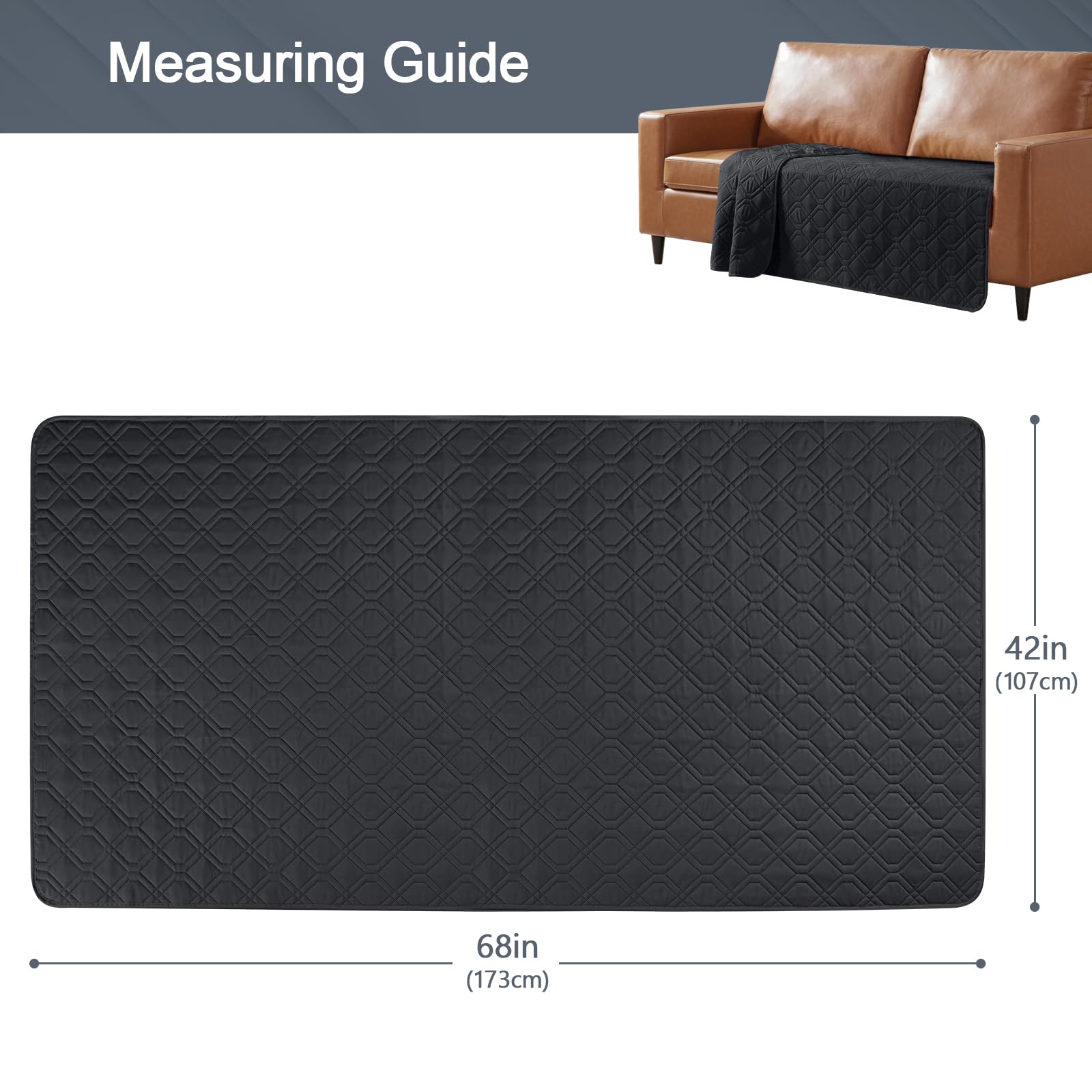 TAOCOCO Reversible Waterproof Sofa Covers,Washable Sofa Slipcover,Dog Sofa Bed Cover,Waterproof Sofa Couch Protector for Dogs(Black - Image 2