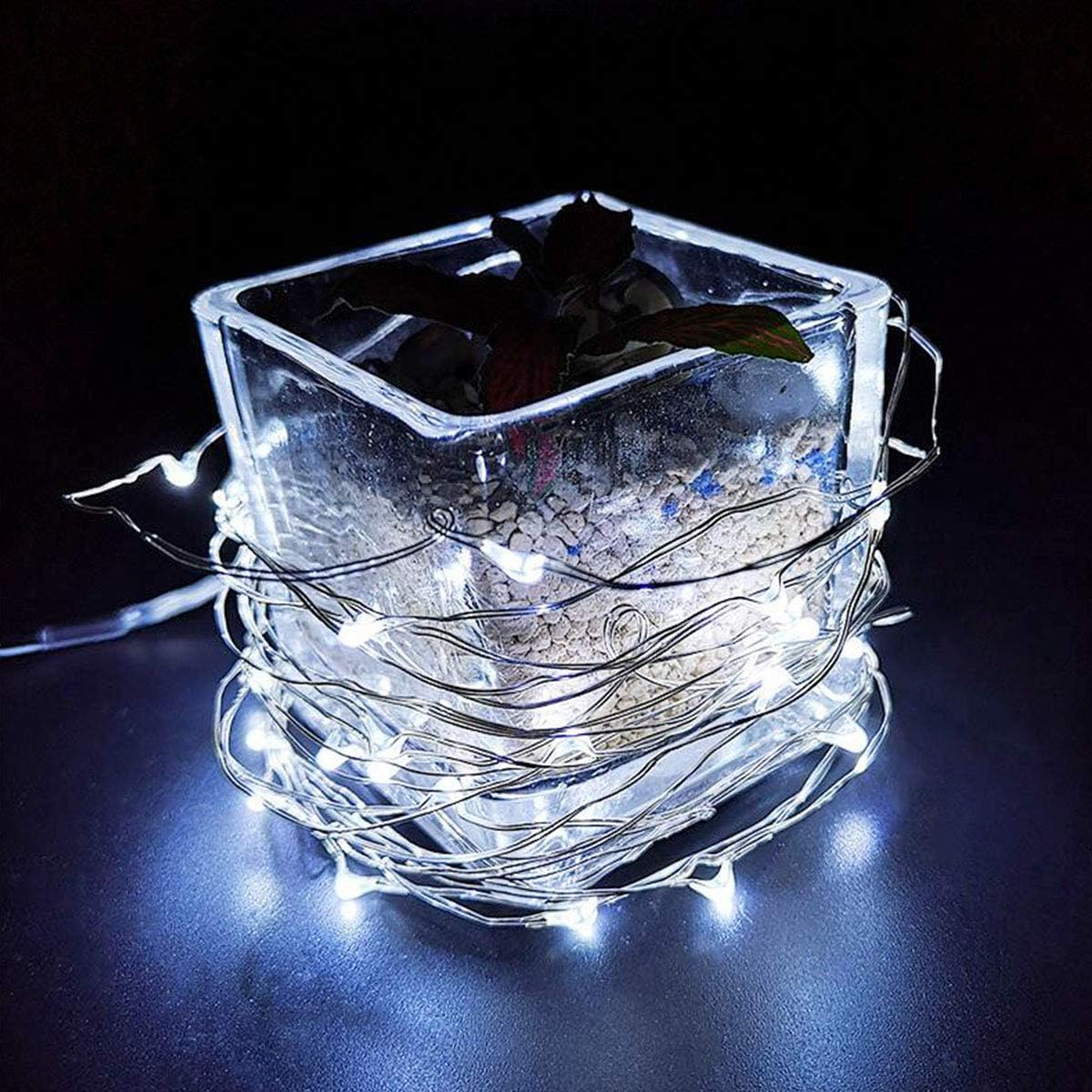 LiyuanQ Battery Operated String Lights, Led Mini Fairy String Lights 50 LED 16.5 FT Battery Powered Sliver Wire Starry Fairy Lights for Indoor Outdoor Wedding Home Garden Party Decor (Cool White)
