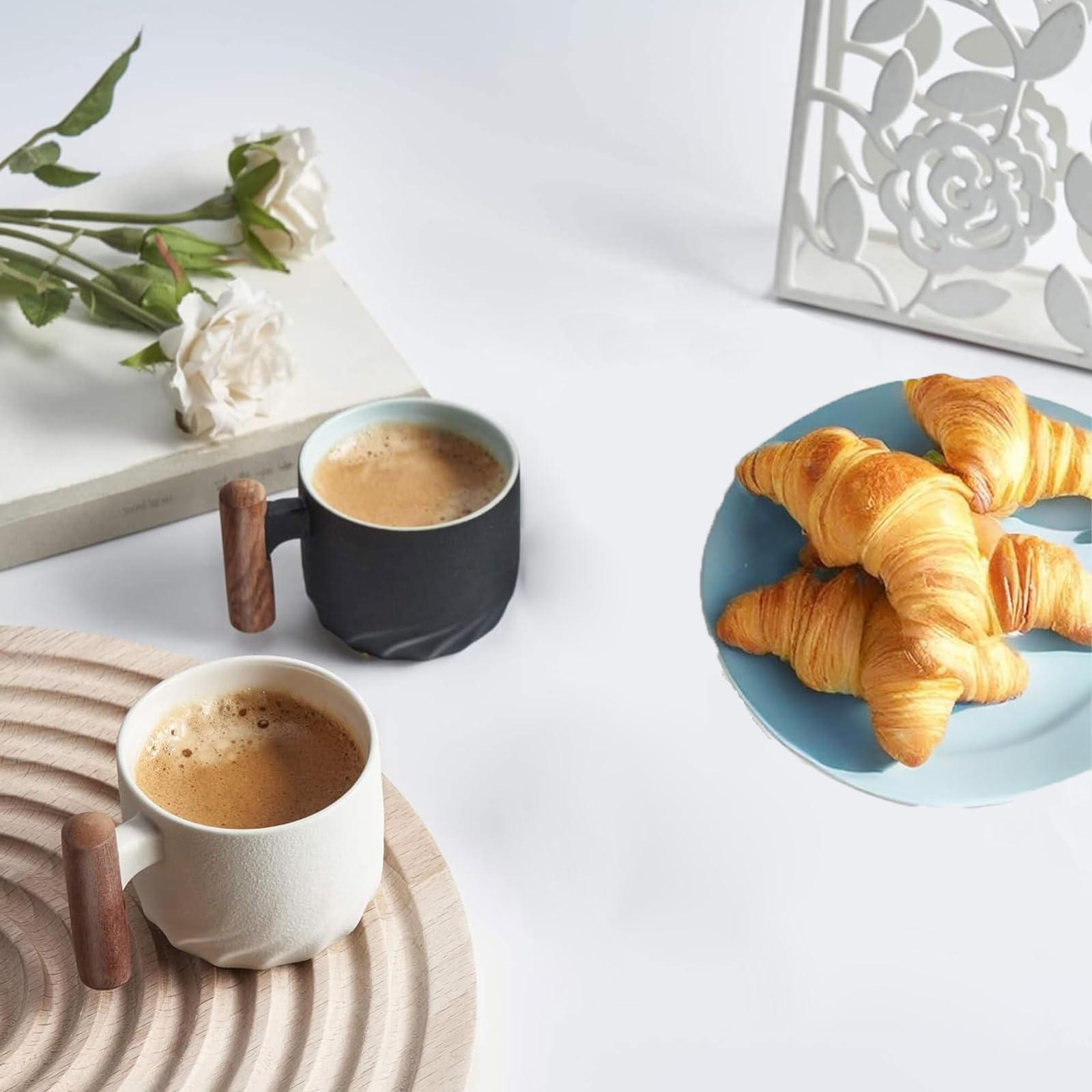 2 Stück Kaffeetasse 70ml, Espressotassen mit Henkel, Kaffeebecher, Kleine Cappuccino Tassen, Kaffeebecher aus Keramik, Espresso Mokkatassen, für Espresso, Tee (Schwarz+Weiß) Küche, Haushalt & Wohnen