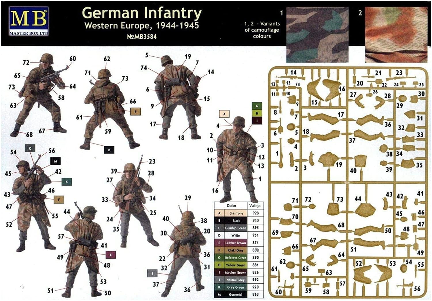 | マスターボックス 1&frasl;35 ドイツ 歩兵4体西部戦線 1944-45年