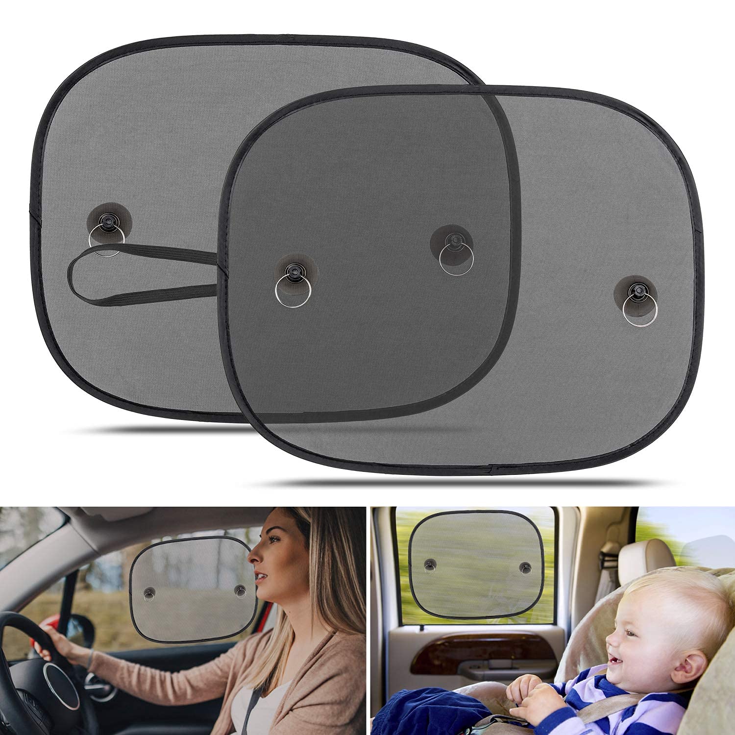 Car Window Shades for Baby, Block UV Rays Universal Car Sun Shades for Side and Rear Window, Car Visor Side Window Sun Shade Cover, Best for Baby, Kids and Pets Protection (2 Pack) (44 x 36 cm)