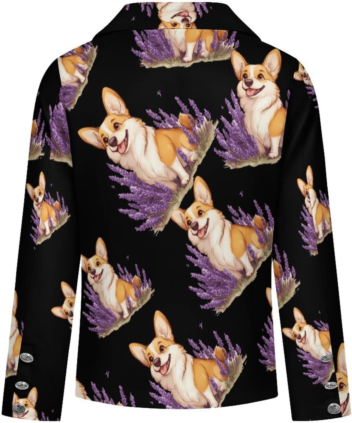 Purple Lavender Corgi Women's Blazer Long Sleeve Suits Business Casual Blazers Jackets Lapel Open Front Suit