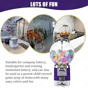 Gumball Machine, Vending Machine with Key, Classic Bubble Capsule Toys Dispenser, Automatic Capsule Vending Machine for Retail Stores Black-Emptycapsuleshell