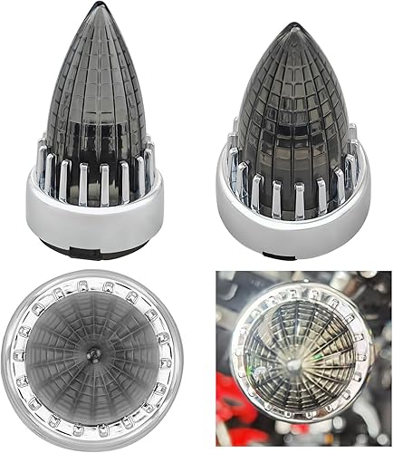 Miniatura 6 de FATECIM Cubiertas de Luces de Señal de Giro de 2", Lentes de Repuesto Supersonic Ahumadas con Clip para Softail Street Road Glide Fat Boy Sportster