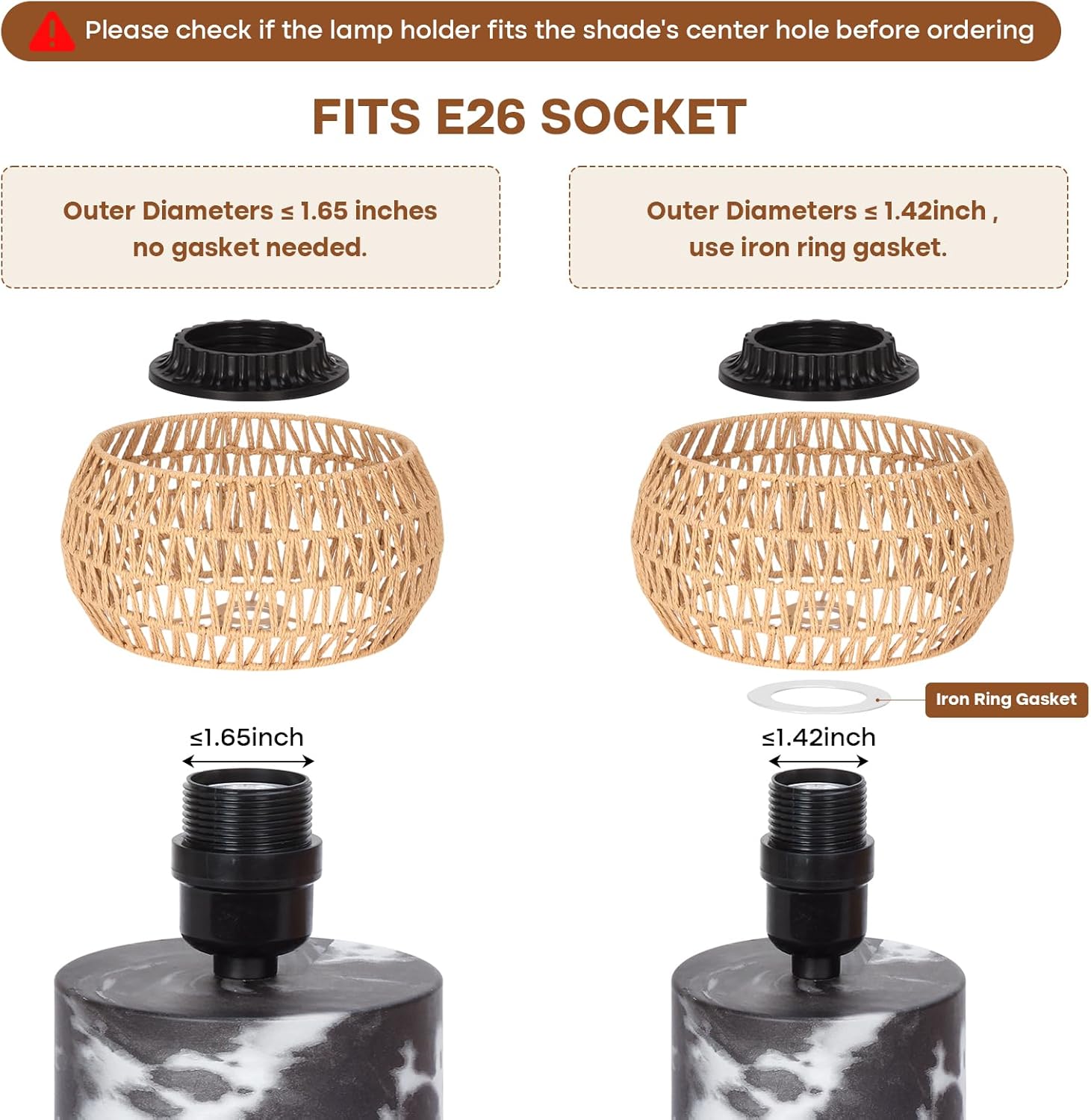 Boho Rattan Lamp Shade, 12.2" Top x 12.2" Bottom x 6.06" High, Natural Rattan & Linen Double Layer Lamp Shades for Floor Lamps Table Lamps Chandelier, UNO Fitter Lampshade Replacement, Easy Assembly