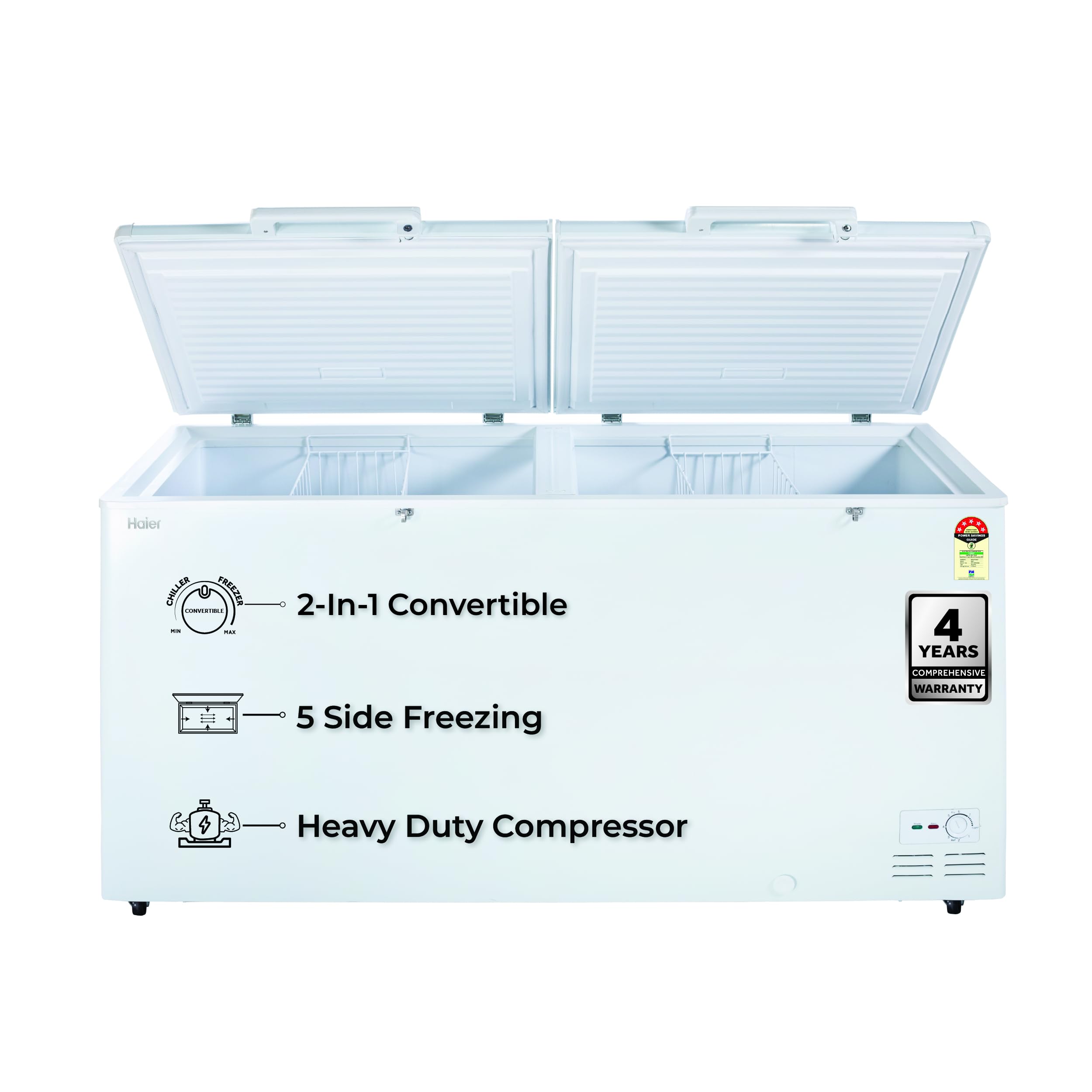 Haier HFC-588M5 Double Door Convertible Deep Freezer