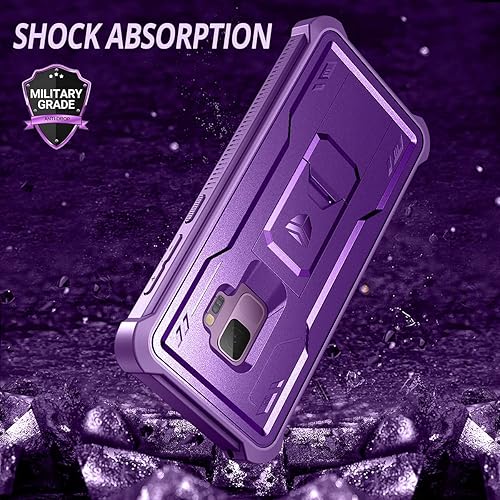 Miniatura 6 de Dexnor Funda para Samsung Galaxy S9, Protector de pantalla y soporte integrados Protección de grado militar resistente a prueba de golpes para