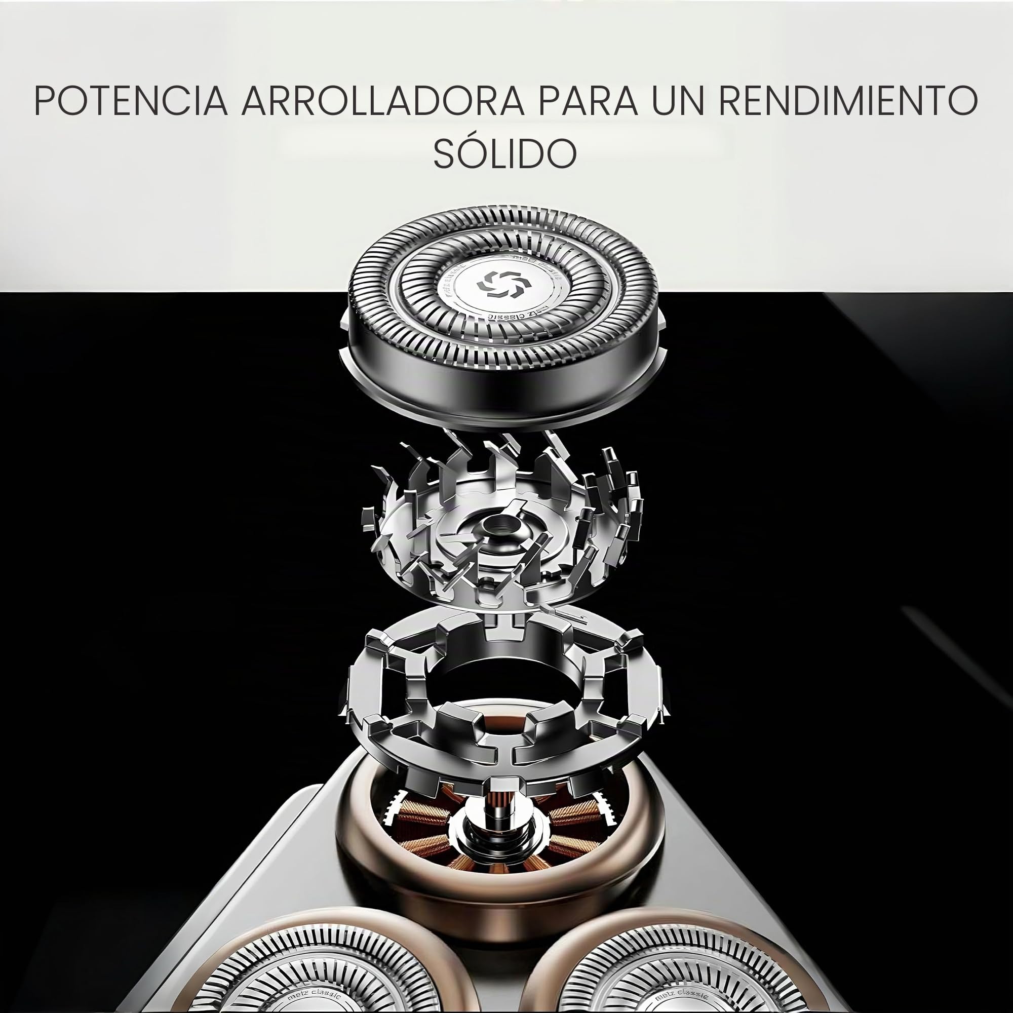 Skyworth Metz Sword Máquina Afeitar Eléctrica Hombre, Afeitado Seco Húmedo Impermeable IPX7, 15×3 Cuchillas Autoafilables, Motor 7700 RPM, Carga Rápida 1.5h USB-C, Autonomía 60 min