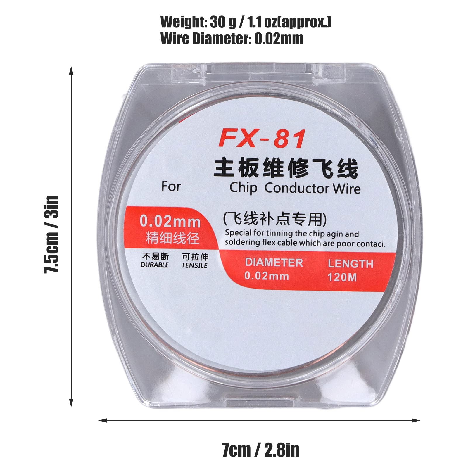 Enameled Wire, Wire Diameter, Suitable for Tinned Cables, Excellent Ductility, Especially for Motherboard Repair with Copper and ABS Material (FX-81)