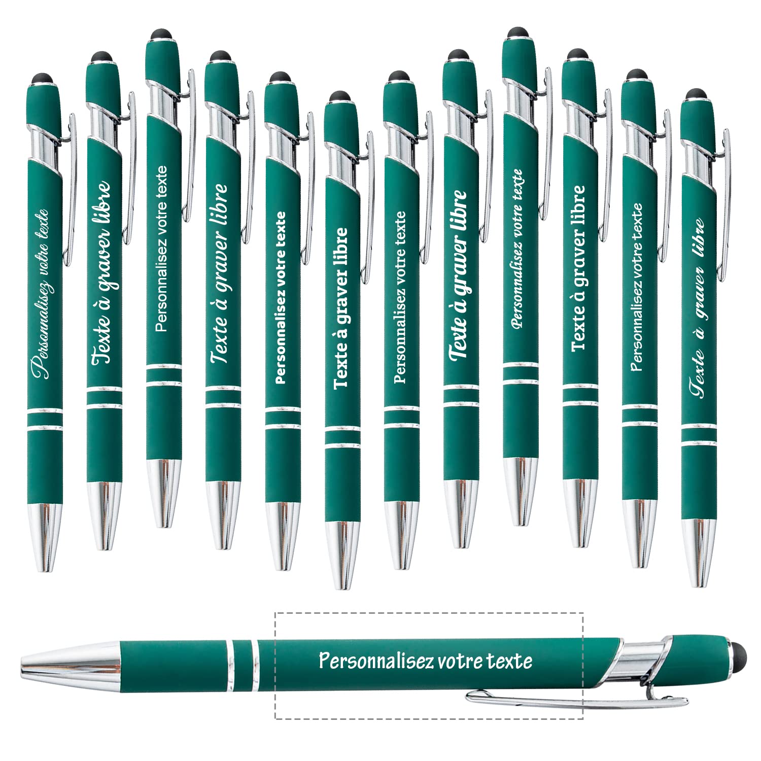Brocade Creek 96pcs Personalized Ballpoint Pens, Custom Pen Free Engraving with Name Logo, Black Ink Pen with Stylus Cap, Office, Memorial Day, Graduation