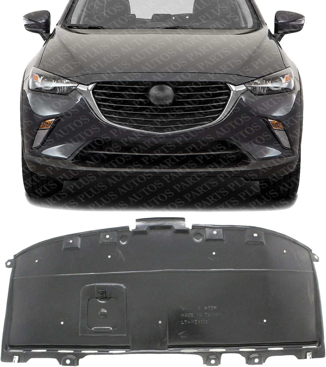 Front Engine Splash Shield Under Cover Direct Replacement Compatible with 2016-2022 Mazda CX-3 MA1228124 D10J5611Y-PFM