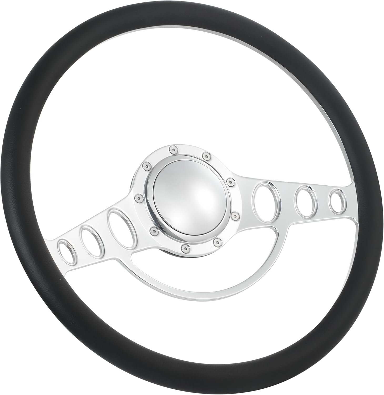 Flashpower 15.5'' Billet Half Wrap 9 Bolts Steering Wheel with 2'' Dish and Horn Button(Black)
