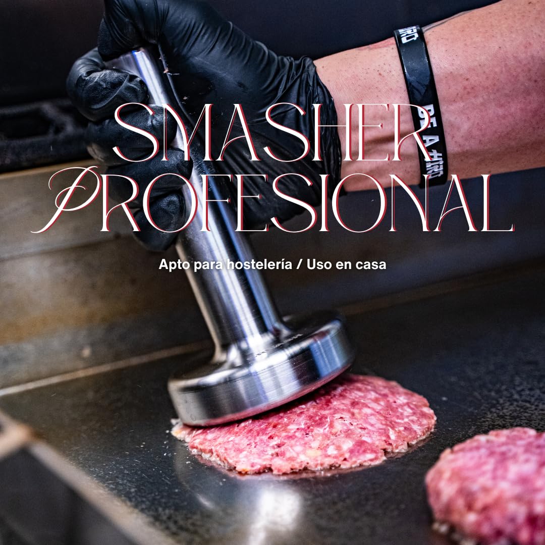 Profi Edelstahl Smash Burger Smasher, Burgerpresse, Smash Burger Crusher, Silber