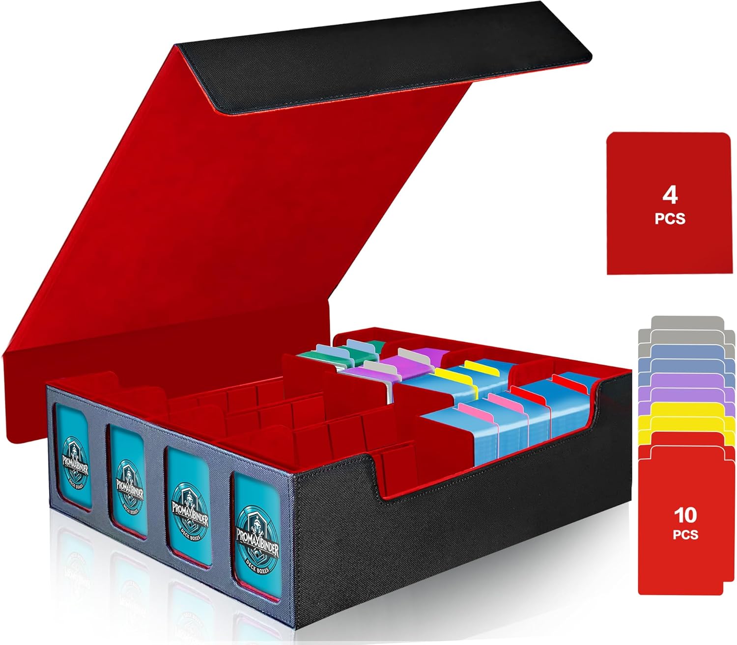 Trading Card Storage Box for 3200+ MTG/TCG/YuGiOh Cards, 4 Display Windows