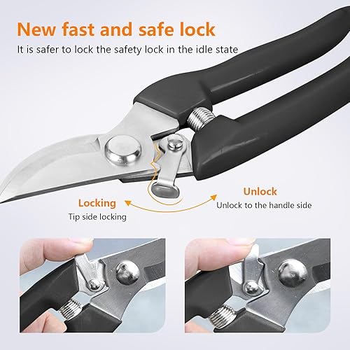 Miniatura 4 de Tijeras de jardín para plantas, tijeras de podar de punta para cortar flores, recortar plantas, bonsái y recolección de frutas (podadora de cuchilla
