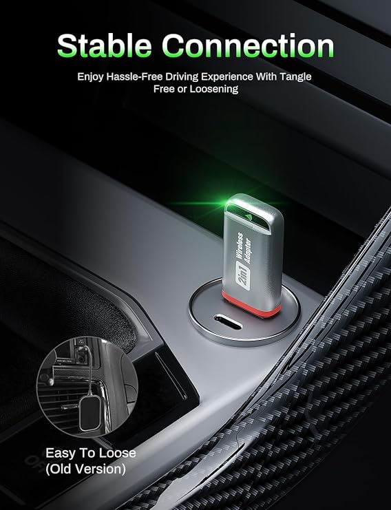 2026 Wireless CarPlay Adapter Support Apple CarPlay & Android Auto, 2-in-1 USB A & USB C Mini Bluetooth Dongle Convert Wired to Wireless Compatible with iPhone & Android