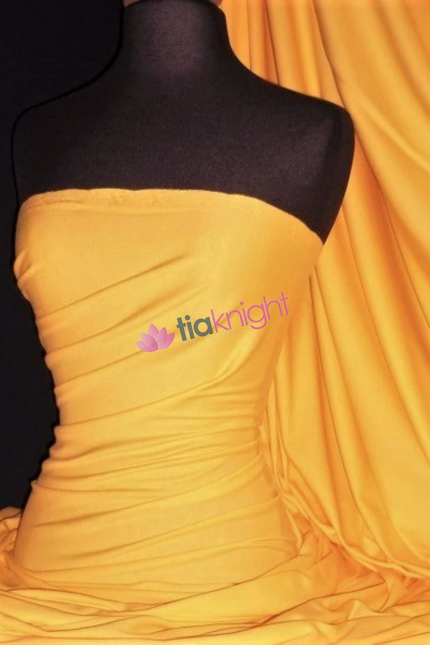 Soft Fine 1x1 Rib 100% Cotton Knit Jersey Fabric | Soft T-Shirt Material | Over 50 Colours | Oeko-Tex Certified | Same Day Dispatch | by Tia Knight (Q61) (Sunflower Yellow)
