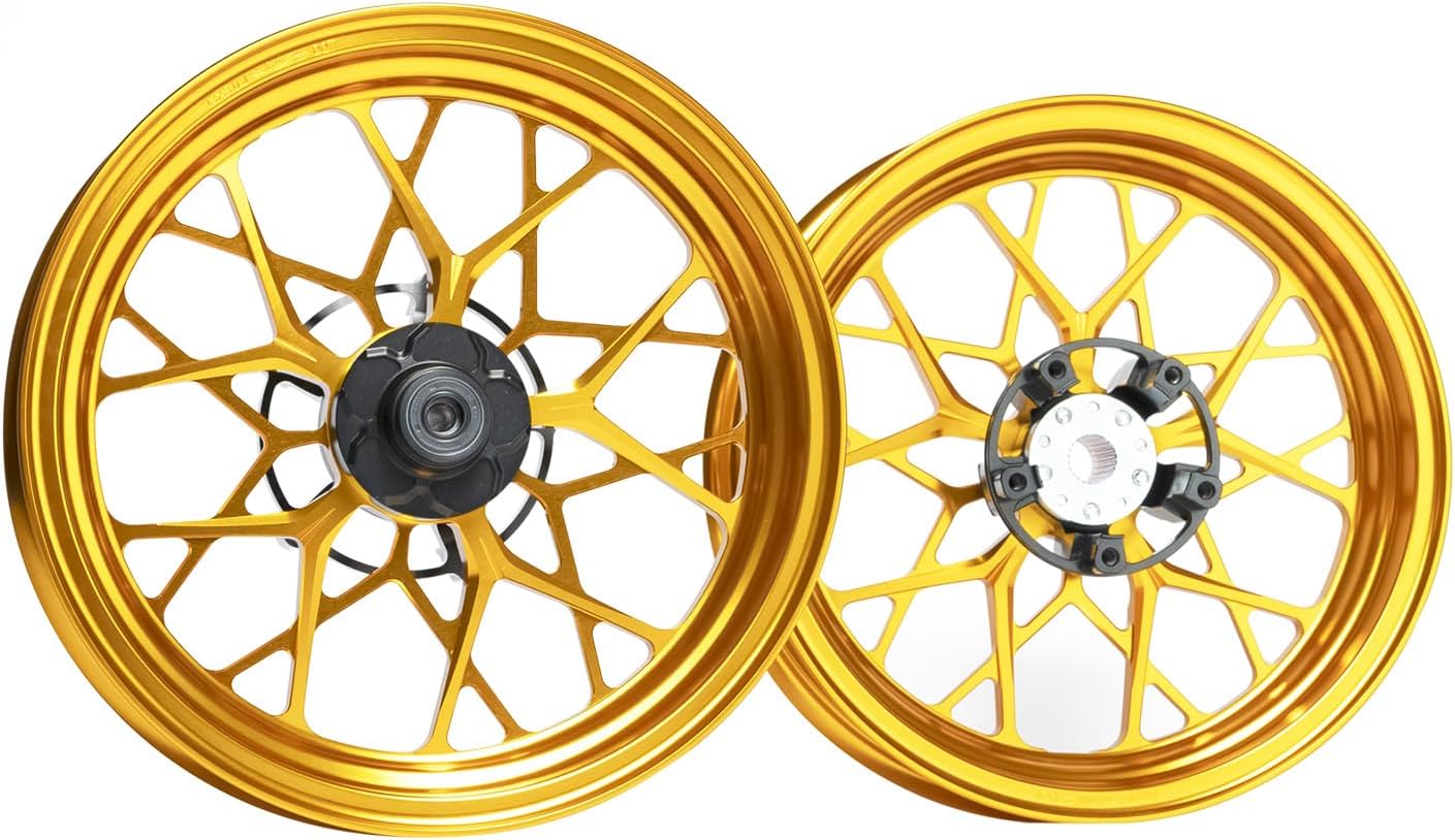 MOS Forged Aluminum Alloy Rims Wheels compatible with Yamaha SMAX 155 2012-2020 (Gold)