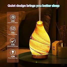 INRORNAS 160 ML Essential Oil Diffuser, Art Glass Ultrasonic Aroma Cool Mist Humidifier Aromatherapy Diffuser for Essential Oils 7 Colors Light Waterless Auto-Off for Home-Lonely Desert