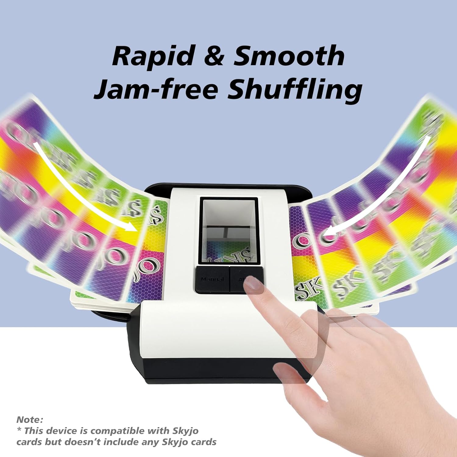 Automatic Card Shuffler,One-Press Auto & Manual Modes,Electric Shuffling for 1-2 Decks,Low Noise,Rechargeable & Portable,Ideal for Poker,UNO,Blackjack,Skip Bo,Phase 10,Crazy 8 (Black)