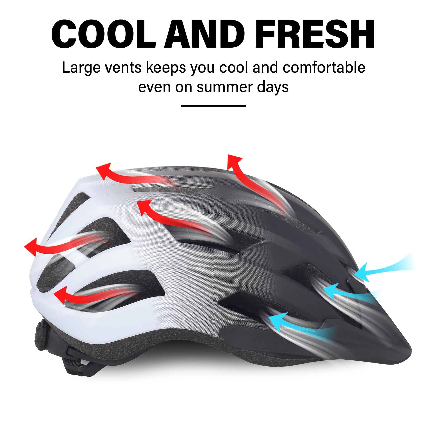 Fahrradhelm für Erwachsene, Jugendliche, Kinder, Jungen, Mädchen, leicht und verstellbar, mit 2 abnehmbaren Visieren