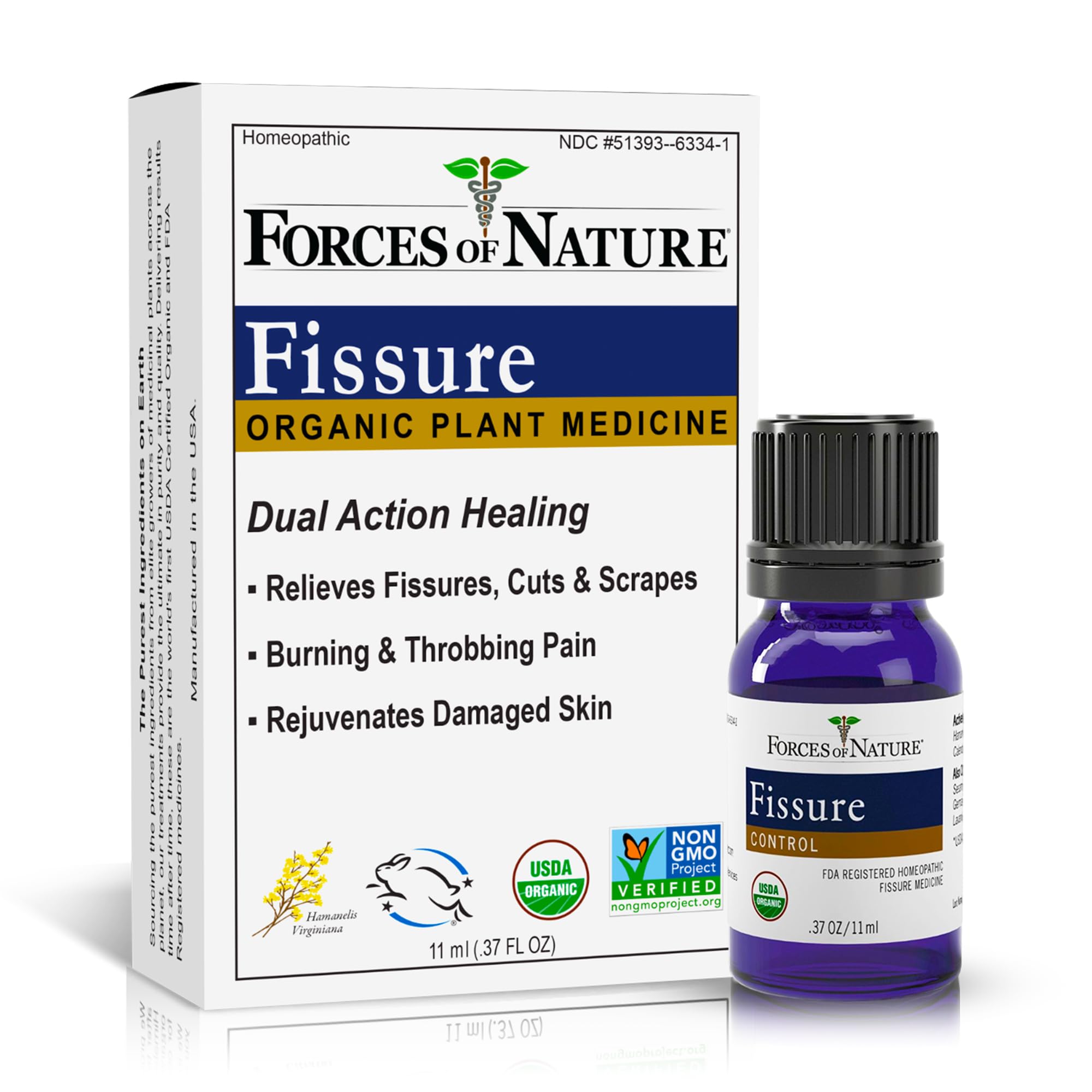 Forces of NatureNatural, Organic Fissure Care (11ml) Non GMO, Soothe and Relieve Burning, Throbbing, Stinging, Itchy, Bleeding Tissue Caused by Fissures or Hemorrhoids (Packaging May Vary)