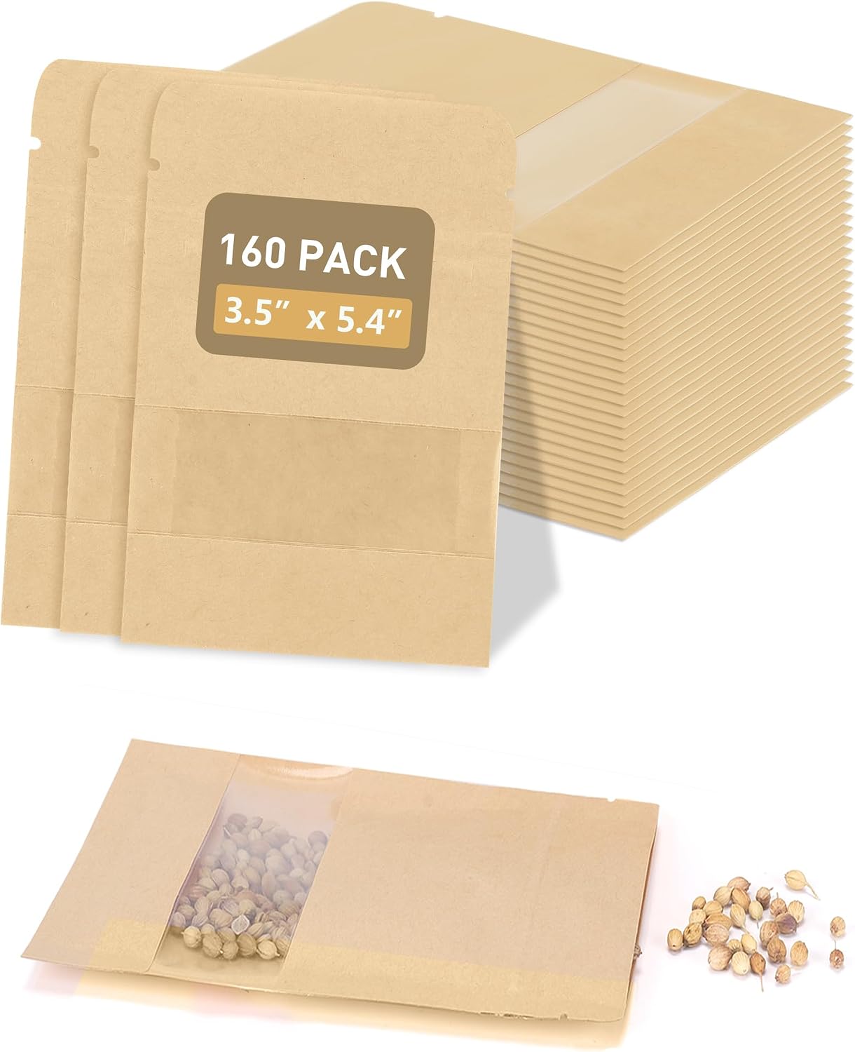 100 Pack Seed Packet Envelopes Resealable with Clear Window – 5.5 x 7.8", Gardening Seeds Storage Bags for Seeds Saving, DIY gifts, Jewelry, Snack, Tea Samples