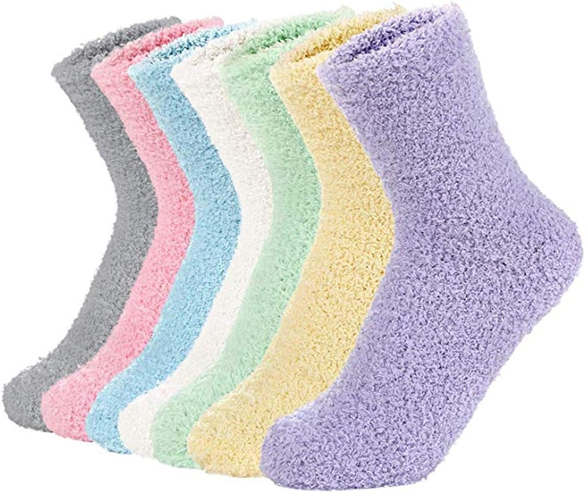 Century Star Women Warm Super Soft Slipper Socks Fuzzy Fluffy Cozy 3-8 Pairs Home Socks (01)3 Pairs Solid-Color 04 at  Women’s Clothing store