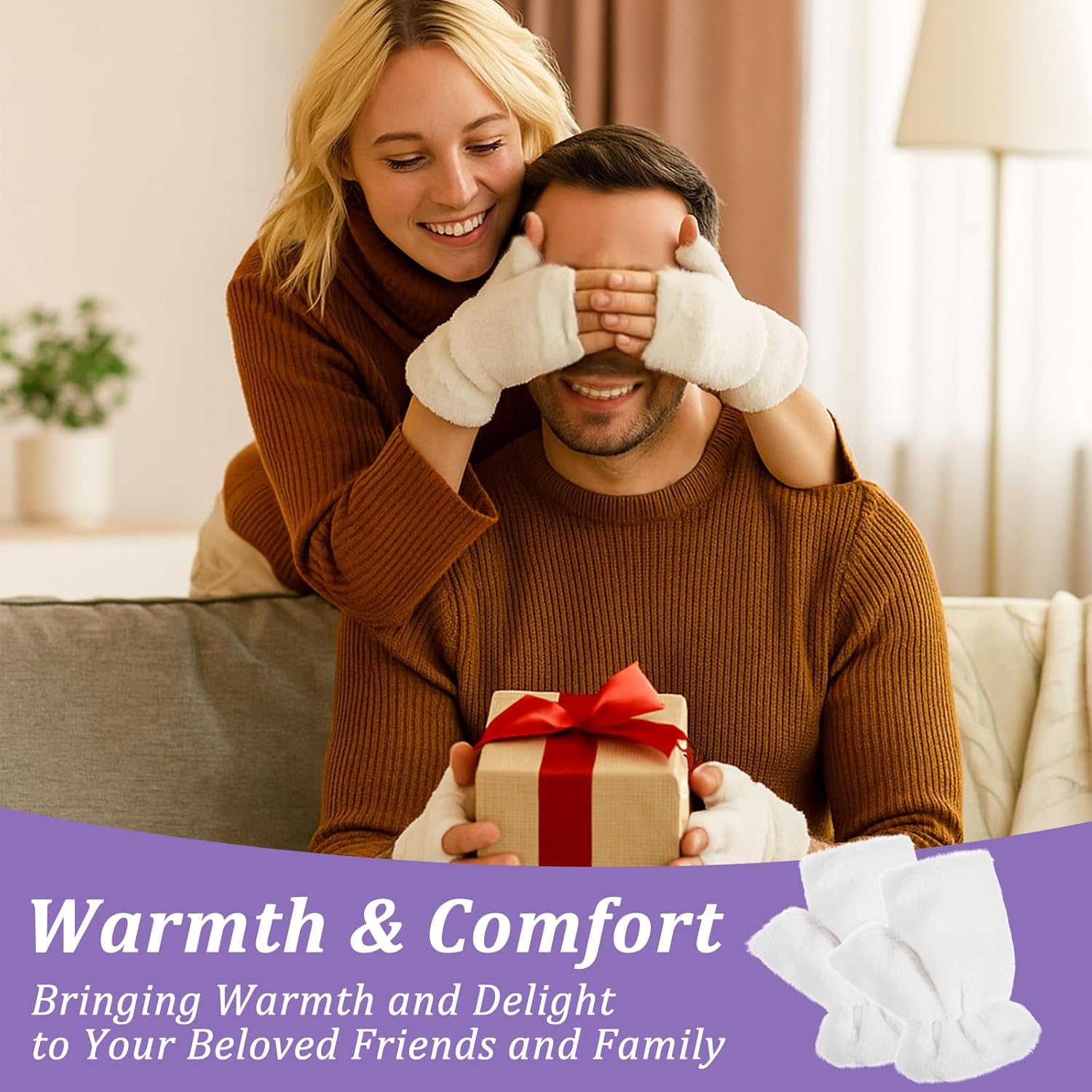 Grevosea Fingerless Gloves for Women, Winter Warm Gloves Soft Furry Glove for Running Biking Driving Typing Halloween Cosplay - Image 7