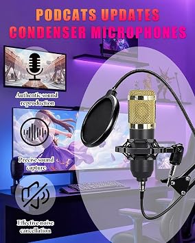 Podcast Equipment Bundle,Streaming Microphone Podcast Starter Kit with Sound Card & DJ Mixer for PC/Laptop/Phone,DJ Set Audio Interface with Voice Changer for Live Streaming,Podcasting,Singing