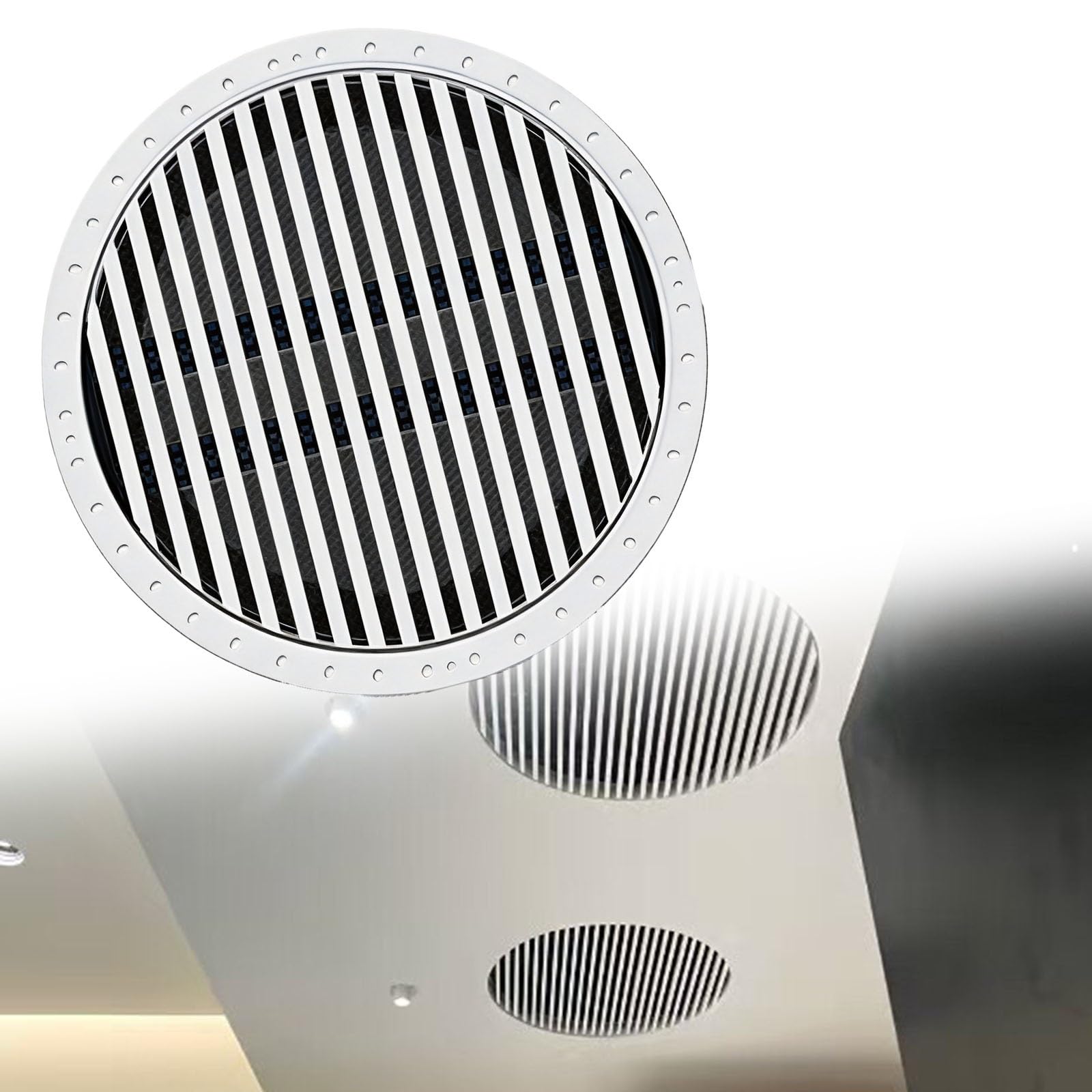 Tapa de ventilación, Tapa de ventilación Redonda Blanca Decorativa con Rejilla de Filtro, Panel de Acceso con Rejilla extraíble para una fácil instalación en el baño, Taller o Sala de Estar