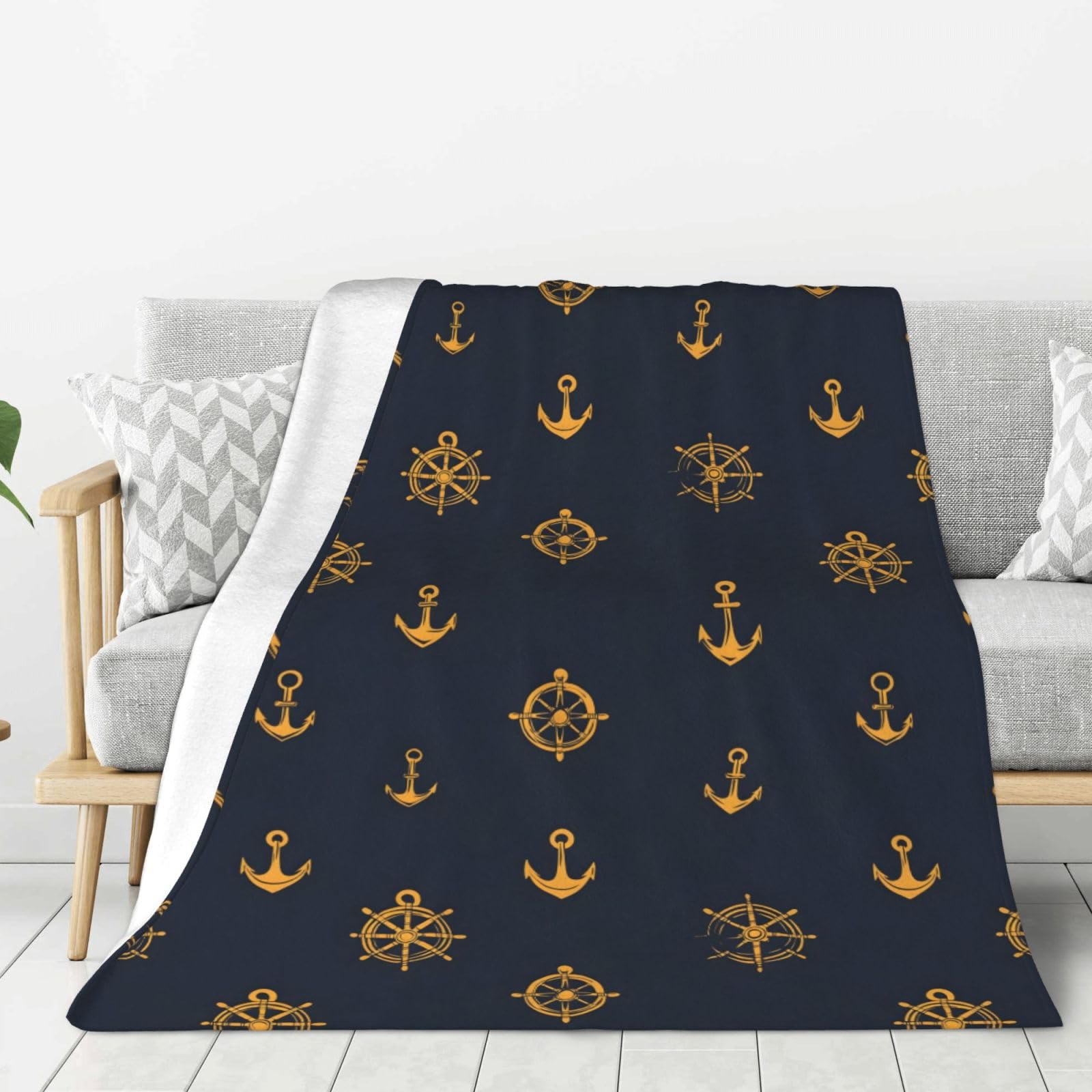 Couverture douce en flanelle de qualité supérieure motif gouvernail