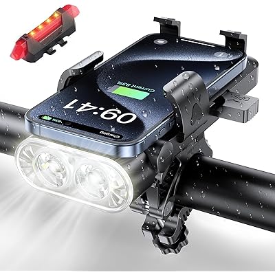 自転車 ライト 充電式 ロードバイク 最強 サイクル スマホ 大容量 強航続 LEDヘッドライト 4つ調光モード 4in1多機能 テールランプ 高輝度 USB充 …