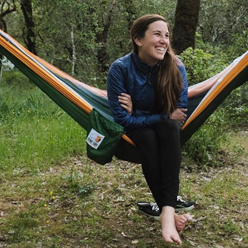 Miniatura 7 de Ryno Tuff Hamaca extragrande para 2 personas para acampar en interiores y exteriores, hamaca doble compacta impermeable con bolsillo, correas para