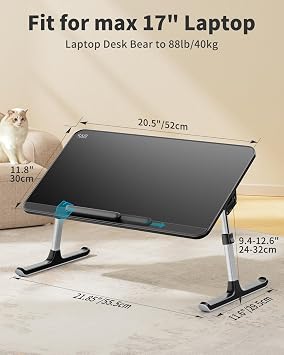 Bix Saiji AL30 Adjustable Laptop Stand Ergonomic Design 17 Inch Compatible Portable Table Black