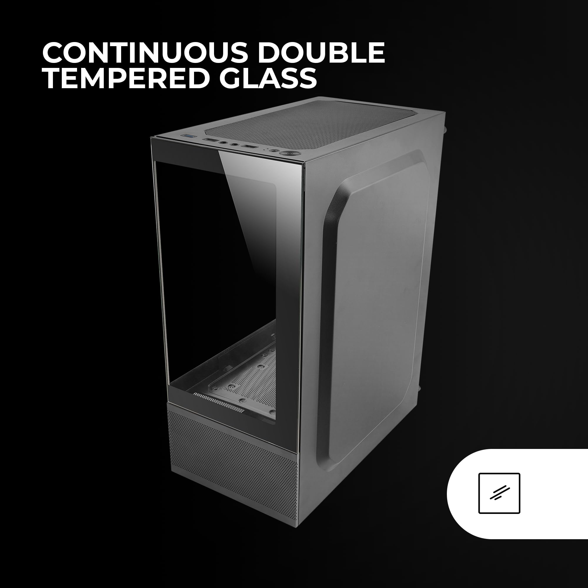 Mars Gaming MC-SE, Case PC Micro-ATX, Pannelli Frontali e Laterali Vetro Senza Cornice, Design Tecnologia AirTech Mesh, Mini Tower Gaming Doppia Camera, Supporto Raffreddamento a Liquido, Nero