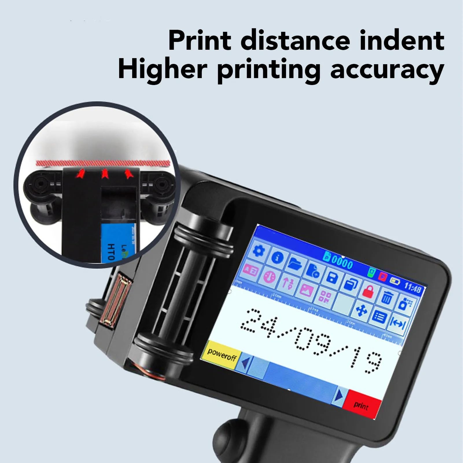 Impresora Portatil, Pistola for stampante a getto d'inchiostro portatile Stampante a ergonomica multilingue 4 CPU HD LED da .3 pollici for codici a barre