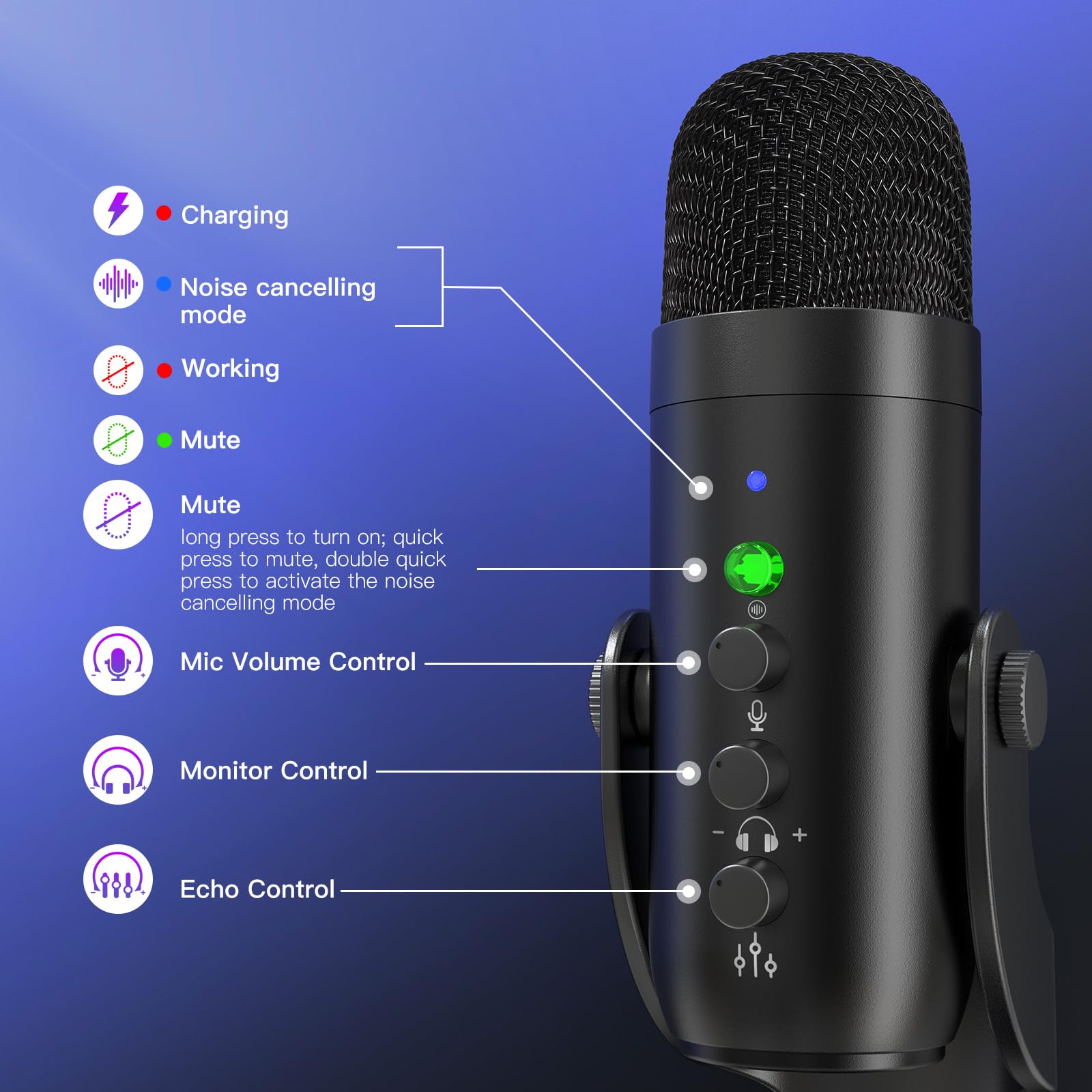 zealsound Profesjonalny zestaw mikrofonów pojemnościowych USB, dwupak, czarny