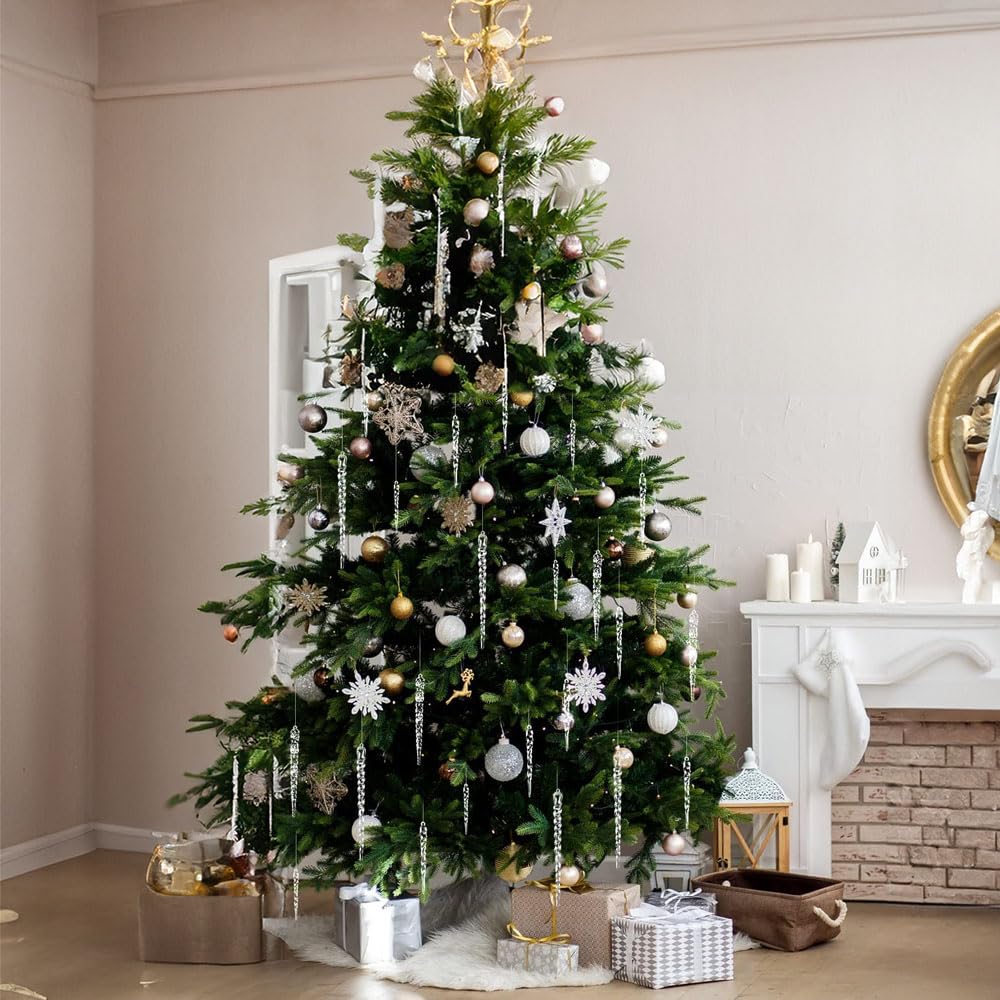 Carámbanos Colgantes Árbol de Navidad Decoraciones Árbol de Navidad Adorno de Cristal Acrílico Decorativo para Colgar - 25 Piezas
