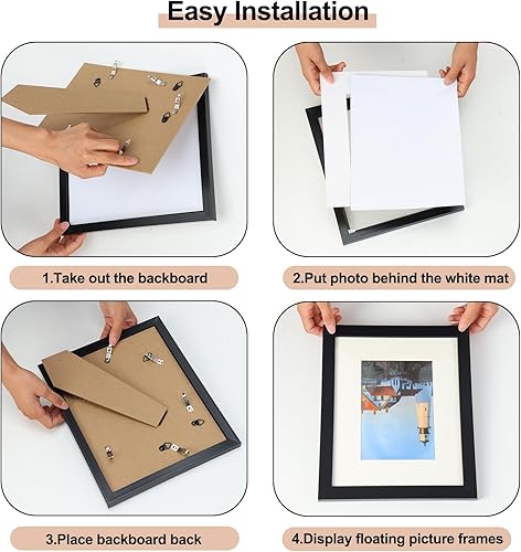 Miniatura 5 de Fixwal Portarretratos de 8 x 10 pulgadas, color negro, marco de plástico, para fotos de 5 x 7 pulgadas con paspartú o de 8 x 10 pulgadas sin