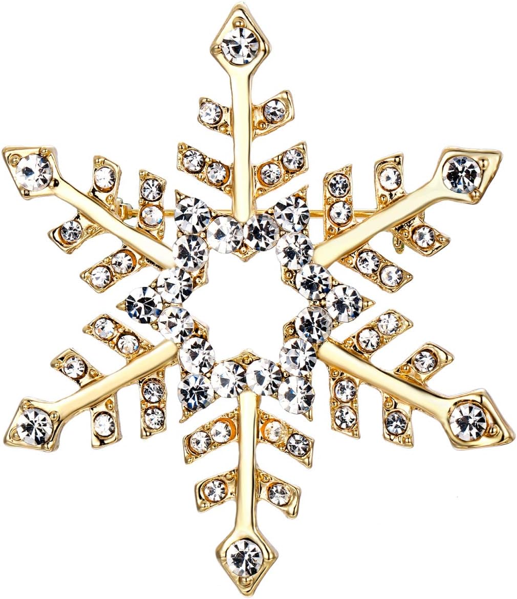 EVER FAITH Austrian Crystal Winter Snowflake Flower Star Elegant Brooch Pin Clear