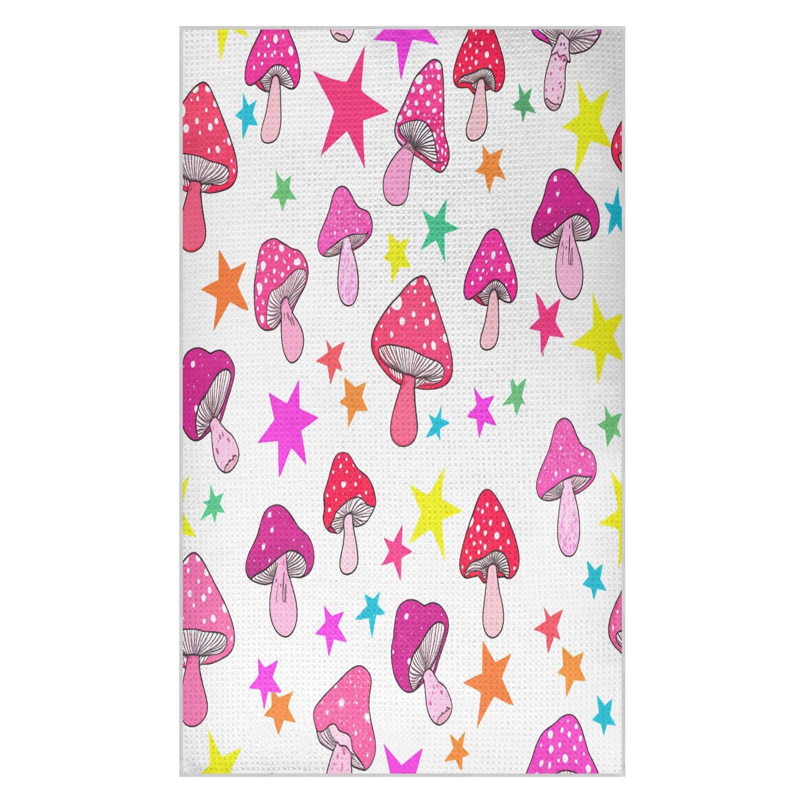 JiangGgen Cartoon Mushroom Kitchen Towels 2-Pack Soft Absorbent Dish Towels
