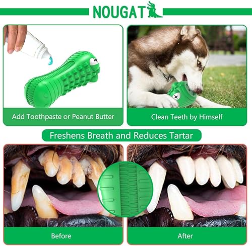 Miniatura 4 de NOUGAT Juguetes duros para perros para masticadores agresivos, juguetes masticables chirriantes para perros, sabor a leche de goma natural para