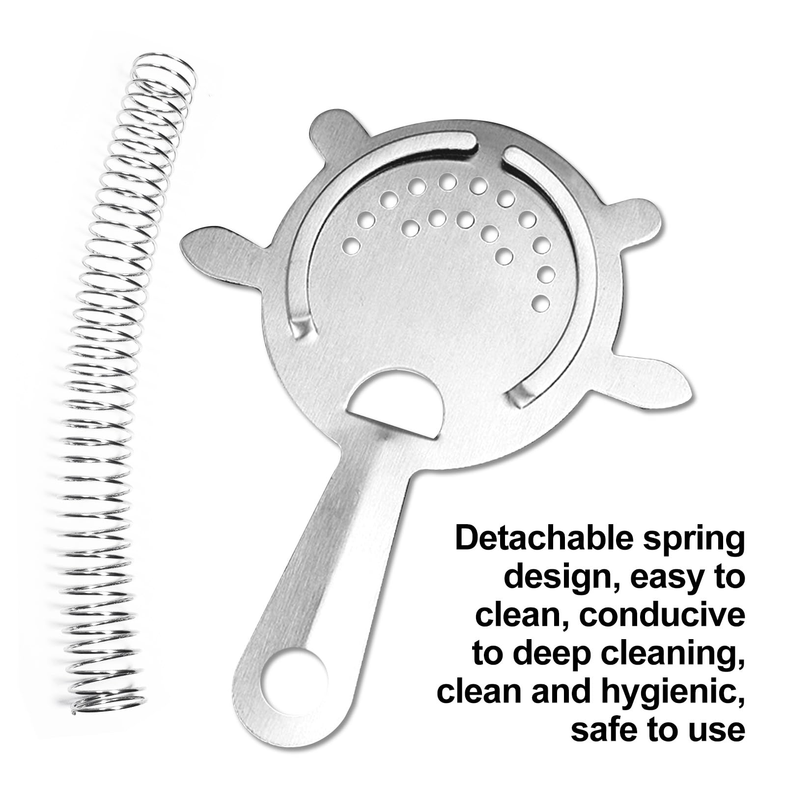 2Pcs Cocktail Strainer,4-Prong Stainless Steel Strainer A-Silver2pcs