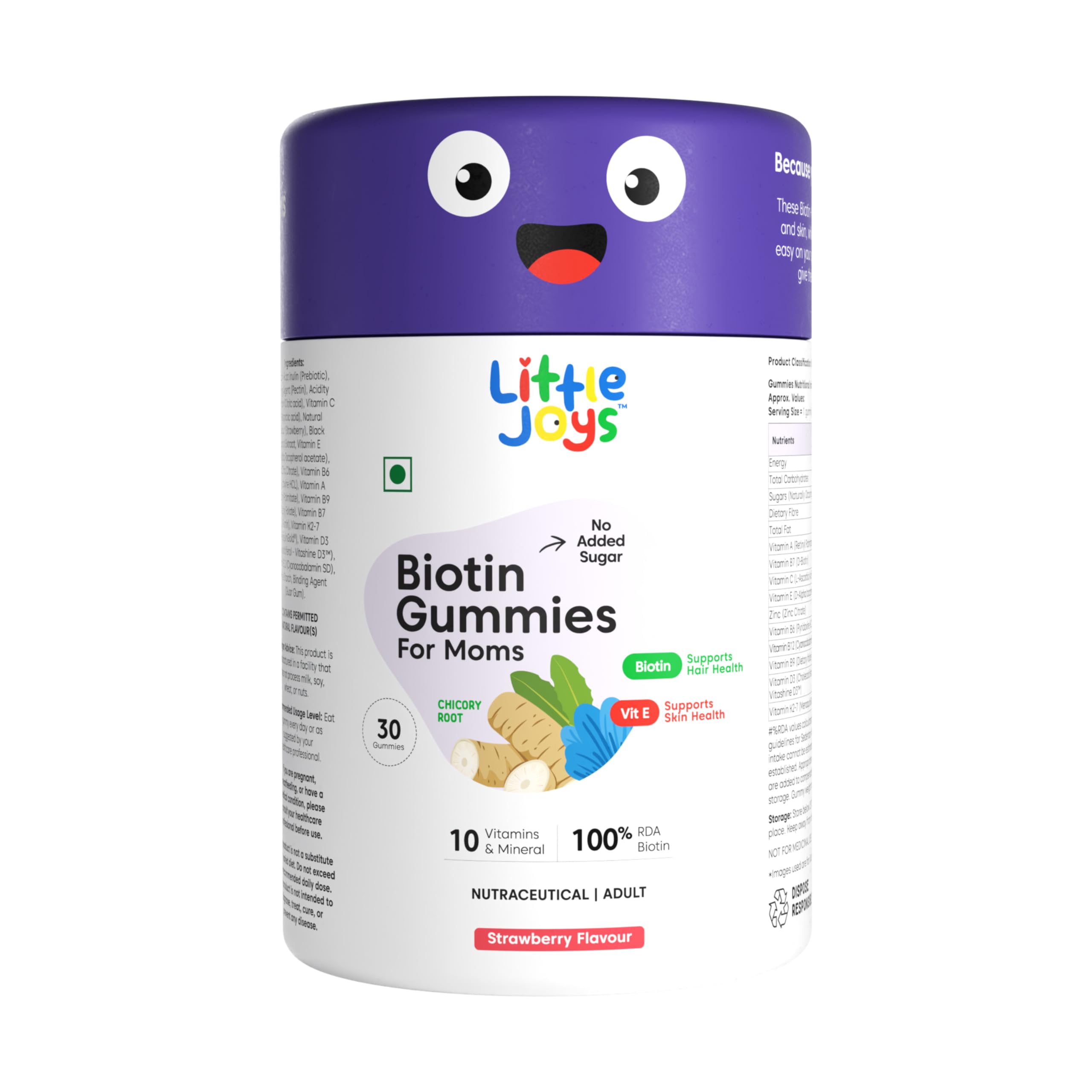 Little Joys Biotin Hair Gummies for Mothers | 30 Days Pack | Reduces Hairfall & Strengthens Hair | Biotin, Zinc, Folic Acid, Fibre & Multivitamins | Strawberry Flavour | No Added Sugar & Gut Friendly-image-15