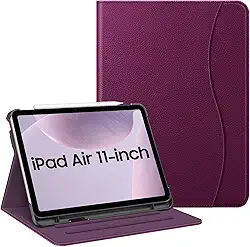 Fintie Capa para iPad Air 5ª geração (2022)/iPad Air 4ª geração (2020) 10,9 polegadas, capa protetora de visualização em vários ângulos com suporte para lápis e bolso, hibernar/despertar automático, roxo