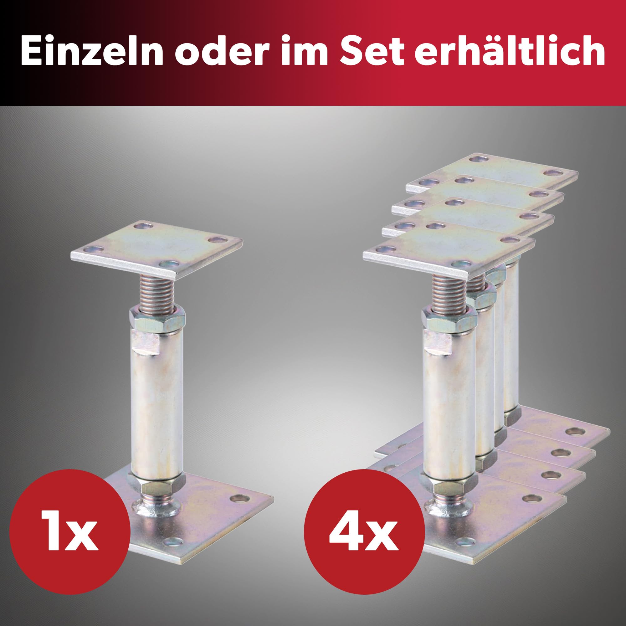 1x siwitec Pfostenträger höhenverstellbar 150-190 mm, aufschraubbar mit M20 Gewinde, feuerverzinkter Stahl, dickschichtpassiviert, Pfostenverbinder, Stützen höhenverstellbar, Pfostenträger verstellbar
